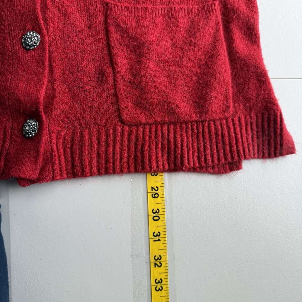 Talbots Cardigan Sweater‎ Womens XLP Red Jewel Buttons V Neck Pockets Christmas - Picture 11 of 12